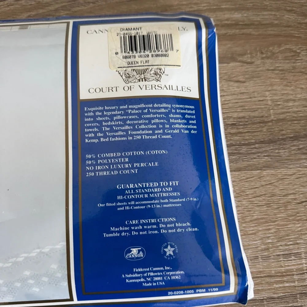 Cannon Royal Family Court of Versailles Queen Flat Sheet White Diamant 250TC